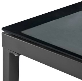 Set de mobilier de grădină din 4 piese, canapea cu trei locuri cu marchiză, 2 fotolii individuale și măsuță de cafea, Gri