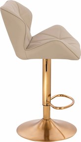 HR111W Scaun Crem Piele Ecologica Premium Soft cu Bază Aurie