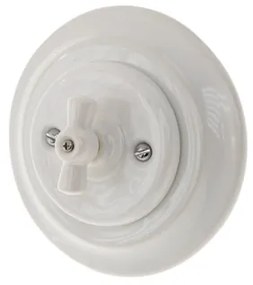 Bohemia-Design - Întrerupător retro rotativ din porțelan cu ramă nr. 7, alb