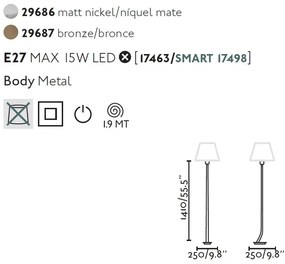 Lampadar / Lampa de podea eleganta design clasic REM nickel/alb