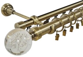 Galerie dubla nysa , teava neteda si profil,grosime 25 si 19mm, aur antic (Alege marime: 320 cm)