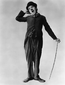 Fotografie British actor and director Charlie Chaplin in The Tramp, Hulton Archive