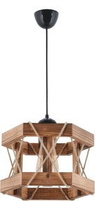 Lustra HEXAGONAL, stejar/negru, lemn/metal, 29x64 cm