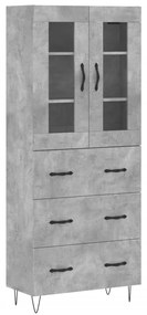 vidaXL Dulap înalt, gri beton, 69,5x34x180, lemn compozit