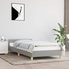 347375 vidaXL Cadru de pat cu tăblie, gri deschis, 90x190 cm, textil
