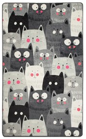 Covor antiderapant pentru copii Conceptum Hypnose Cats, 140 x 190 cm, gri