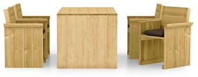 Set mobilier de gradina cu perne, 5 piese, lemn de pin tratat Gri taupe, 1