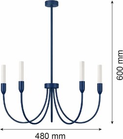 Candelabru cu 5 brate AUGUSTINE blue/alb