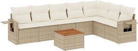 vidaXL Set canapele de grădină, 8 piese, cu perne, bej, poliratan