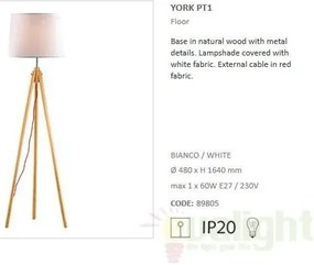Lampadar, lampa de podea cu trepied YORK PT1 WOOD 089805