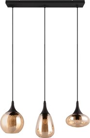 Lustră neagră/portocalie cu abajur din sticlă Lumina – Trio