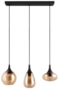 Lustră neagră/portocalie cu abajur din sticlă Lumina – Trio