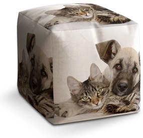 Taburet Cube pisicuță și cățeluș, bej