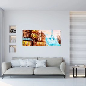 Tablou - Vremea ploioasă și Turnul Eiffel (120x50 cm)