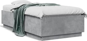 vidaXL Cadru de pat, gri beton, 75x190 cm, lemn prelucrat