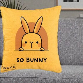 Perna Decorativa So Bunny Kawaii, 40x40 cm, Galben, Husa Detasabila, Perna Inclusa, BEKZ®