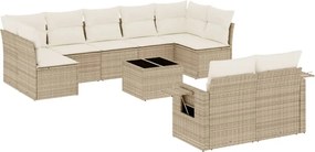 vidaXL Set canapele de grădină cu perne, 10 piese, bej, poliratan