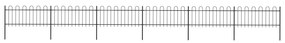 Gard de gradina cu varf curbat, negru, 10,2 x 0,8 m, otel 1, 0.8 m, 10.2 m