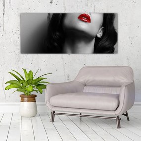 Tablou - Portretul unei femei cu ruj roșu (120x50 cm)
