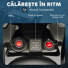 AIYAPLAY ATV Electric pentru Copii 6V, Mașină cu 4 Roți cu Muzică și Faruri LED, pentru Vârste 3-8 Ani, Alb, Negru | Aosom Romania