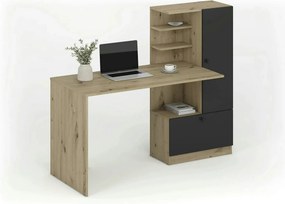 Birou HOBAS, stejar artisan/negru, PAL laminat, 150x62x120 cm