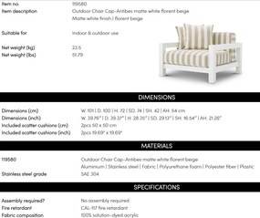 Fotoliu de interior/ exterior design LUX Cap-Antibes, alb mat