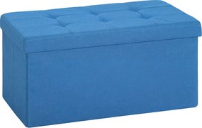 HOMCOM Puf de depozitare, bancă de depozitare pliabilă 84 L 76x38x38 cm tapițată în in sintetic albastru deschis | Aosom Romania