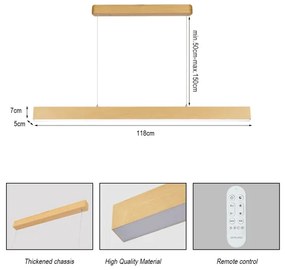Brilagi - Lustră LED dimabilă SLEEKLINE SMART, 40 W, 230 V, Wi‑Fi Tuya, telecomandă inclusă
