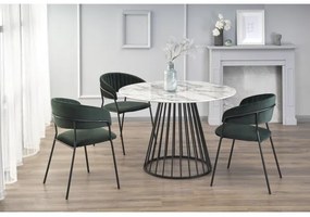 Masă de dining SEREIN, decor marmură albă/negru