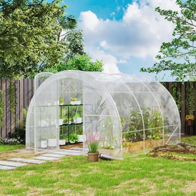 Outsunny Seră de grădină tunel 3 x 3 x 2 m 9 m² cu ușă cu balamale folie PE 150 g/m² pentru Legume Plante Flori | Aosom Romania