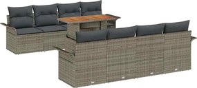 vidaXL Set de canapele pentru grădină cu pernă 7 pcs Gri poliratan