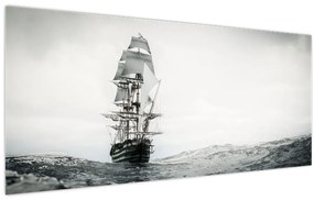 Tablou - O navă care navighează pe ocean (120x50 cm)