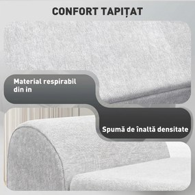 HOMCOM Bancă cu Spațiu de Depozitare cu Cotiere din Țesătură și Lemn 132x42x50 cm Gri | Aosom Romania