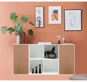 Comodă de perete albă cu aspect de lemn de stejar Hammel Mistral Kubus, 136 x 69 cm