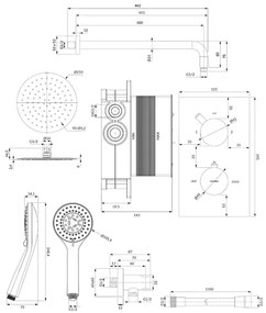 Sistem de dus incastrat cu baterie termostatata Omnires Y si para cu 5 functii