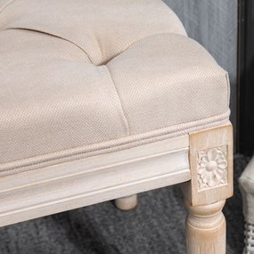 HOMCOM Bancă de Ședere Design Vintage, Nasturi Capitonați, Picioare Snirclate, Shabby Chic, Culore Crema | Aosom Romania
