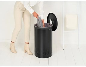 Cos de rufe Brabantia 1008918, 60 L, Capac din plastic, Umplere fara deschidere, Orificii aerisire, Negru