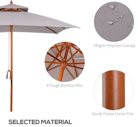 Outsunny Umbrelă de Grădină cu Sistem cu Coardă și Parasolar cu 2 Niveluri, 300x300x297 cm, Gri | Aosom Romania