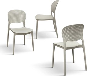 Set 4 scaune PERLA -POLIPROPILENA-HORECA - BEJ TAUPE