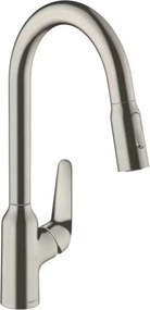 Baterie bucatarie cu dus extractibil crom periat Hansgrohe Focus M42 220 cu 2 jeturi