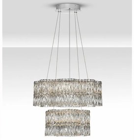 Lustra suspendata LED crom, cristale sticla NUVIA 60cm