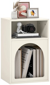 HOMCOM Noptieră Estel cu 2 Compartimente Deschise Model în Forma de Arc 40x30x60 cm Cremă | Aosom Romania