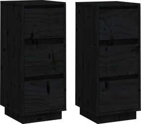 vidaXL Servante, 2 buc., negru, 32x34x75 cm, lemn masiv de pin