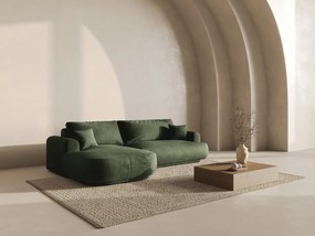 Coltar extensibil stanga 5 locuri, modular, cu lada depozitare, Ella, Micadoni Home, 271x174x94 cm, catifea, verde