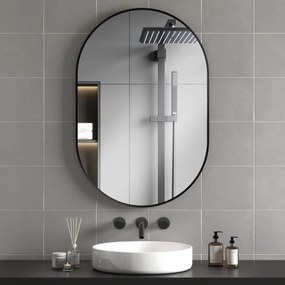 HOMCOM Oglindă pentru Baie cu Ramă din Aluminiu, 40x70 cm, Negru | Aosom Romania