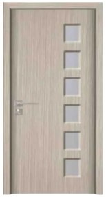 Usa Interior din MDF Novo Doors ND319, Cadru din Lemn Masiv, Geam Sablat, KIT COMPLET, Toc , Manere si balamale incluse (Culoare: Alb, Toc: Fix,