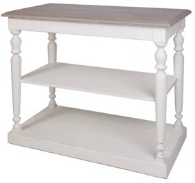 Consola alba din lemn de pin, cu aspect vintage, single, Paris