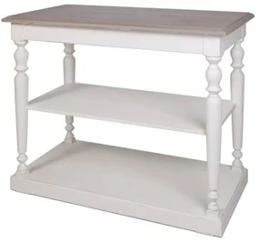 Consola alba din lemn de pin, cu aspect vintage, single, Paris