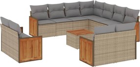 vidaXL Set canapele de grădină cu perne, 12 piese, bej, poliratan