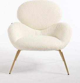 HR2045 Scaun Crem Boucle cu Bază Aurie